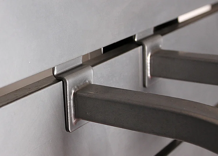 Metal slatwall panels display rack  / Pegboard stand / Angled clothing shelves /  Cloth hanging hook