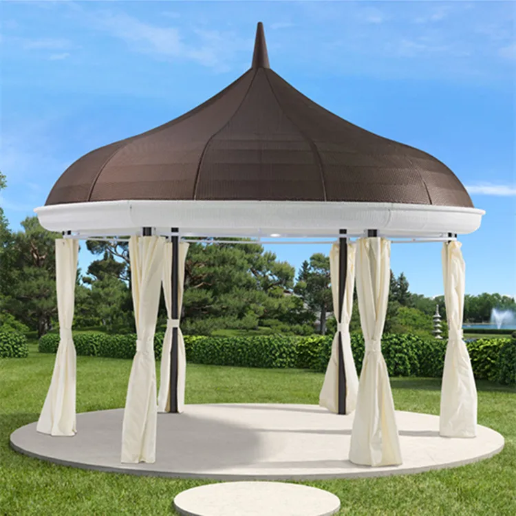 400cm Rattan Round Gazebo with Sofa Set inside High Quality Wicker New Gazebo