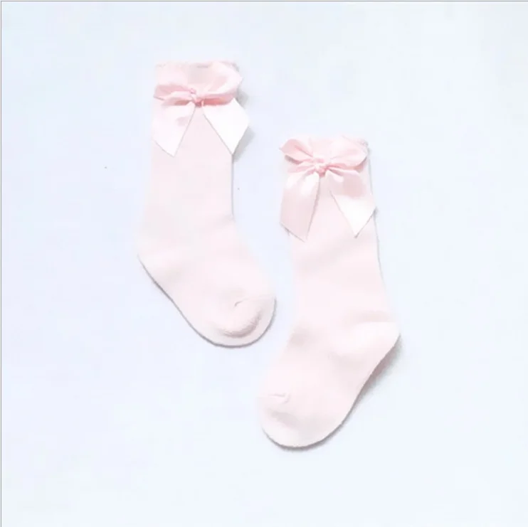 custom logo cotton student princess lovely pink bow baby girls socks