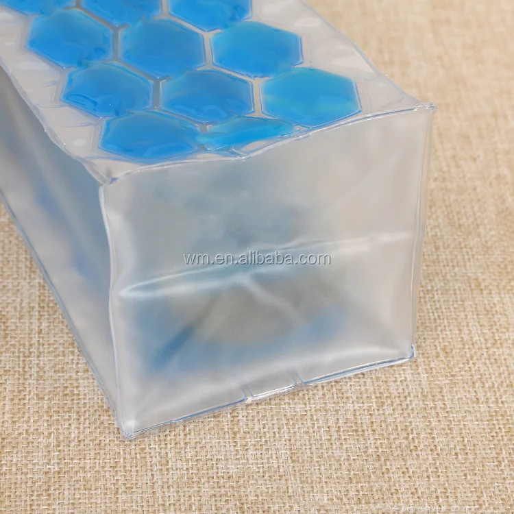 PVC wine cooler ice bottle liquid bag with pvc piping handle custom logo cooling gel holder carrier