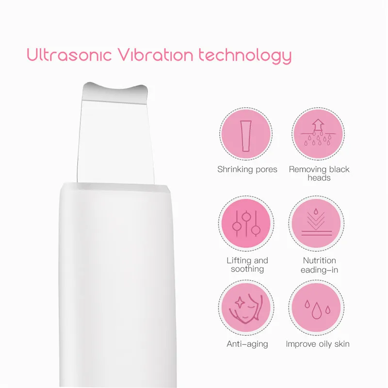 Ultrasonic Skin Scrubber Facial Pore Cleaner Rechargeable Face skin Peeling machine