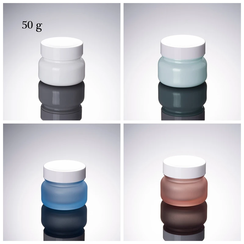 Wholesale 50g glass cream jars and 50ml 110ml 150 ml blue bottle glass 150ml cosmetic glass packaging for skin care bottle