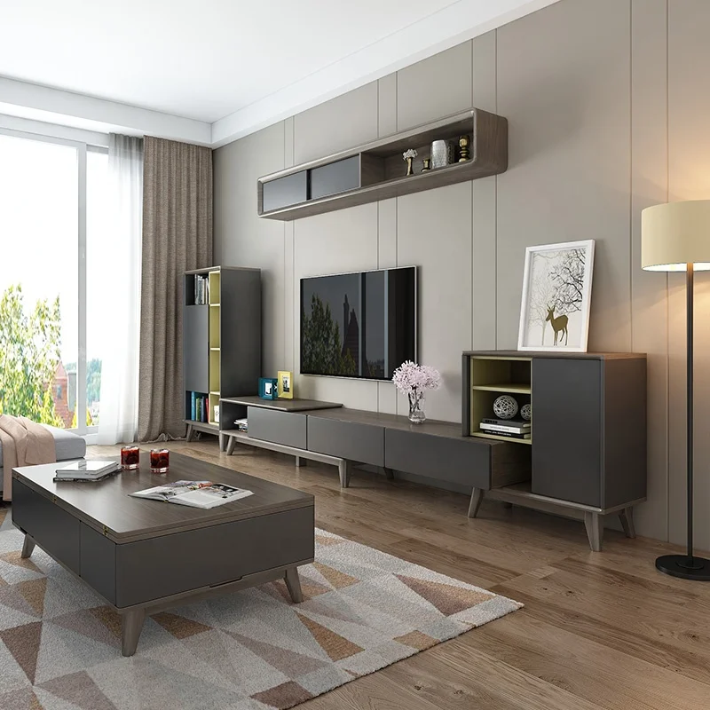 American Style Modern Extendable Storage Wooden Lifting Adjustable Height Black Coffee Table Furniture