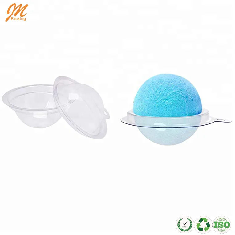 Custom Clear Round Plastic Bath Bomb Clamshell Packaging