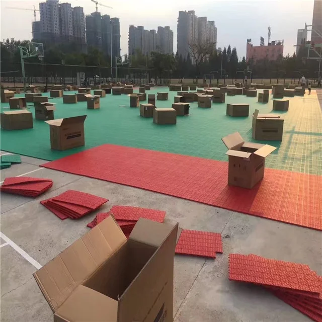 wet pour surfacing 3x3 PP interlock modular basketball half court