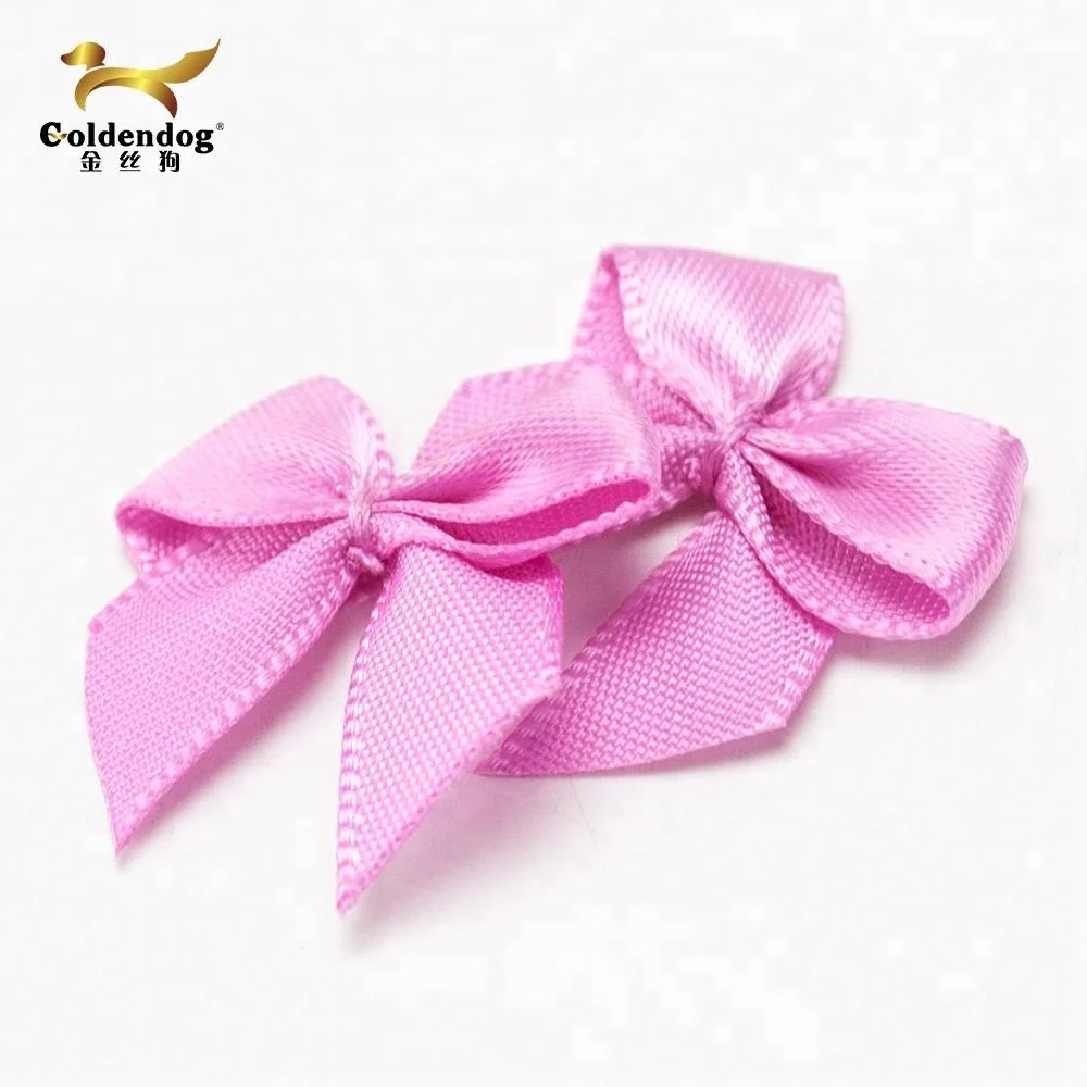 Mafolen China Factory Handmade Gift Decoration Polyester Bowknot Pre-tied Small Pink Satin Ribbon Bow Wholesale