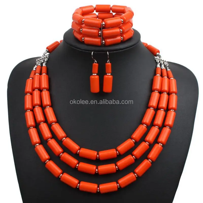 KC404 Wholesale Jewelry Set, Necklace Set, Bracelet, Ring, Earrings, African Coral Beads Jewelry