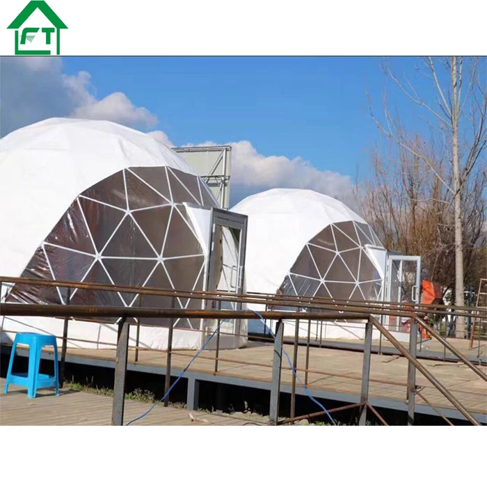 Luxury 6m 7m diameter Geodesic Dome House clamping for multiple people outdoor hotel house