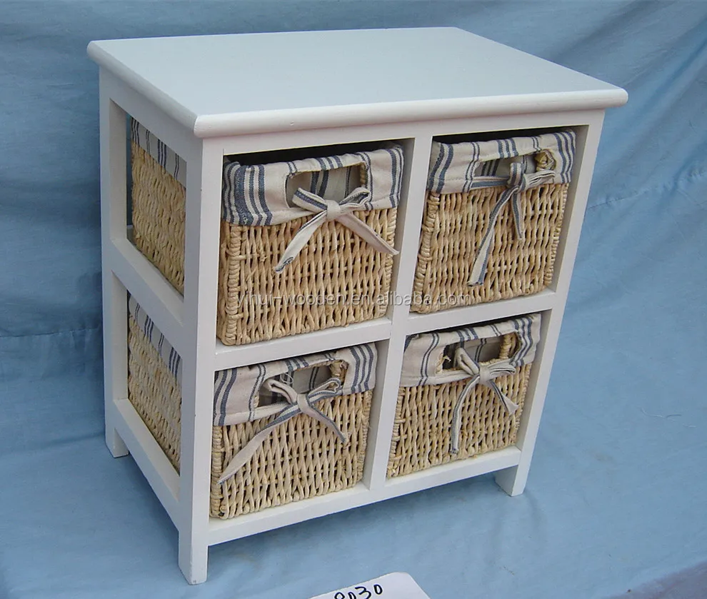 
 Мебель для домашнего хранения, деревянный шкаф с ротанговыми/плетеными/соломенными корзинами, шкаф с ящиками  