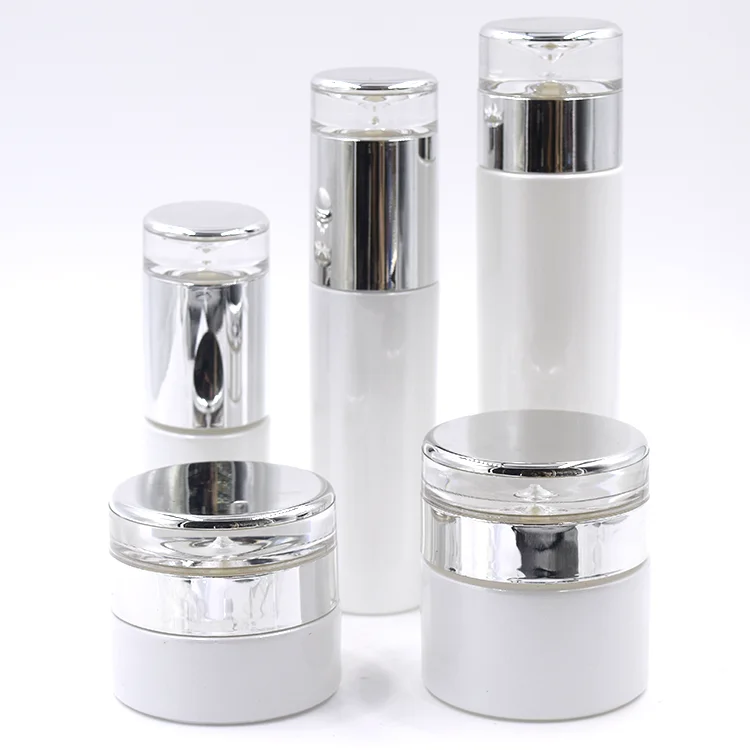 Полный набор для косметики белая Роскошная косметическая бутылка баночка крема акриловая крышка в форме