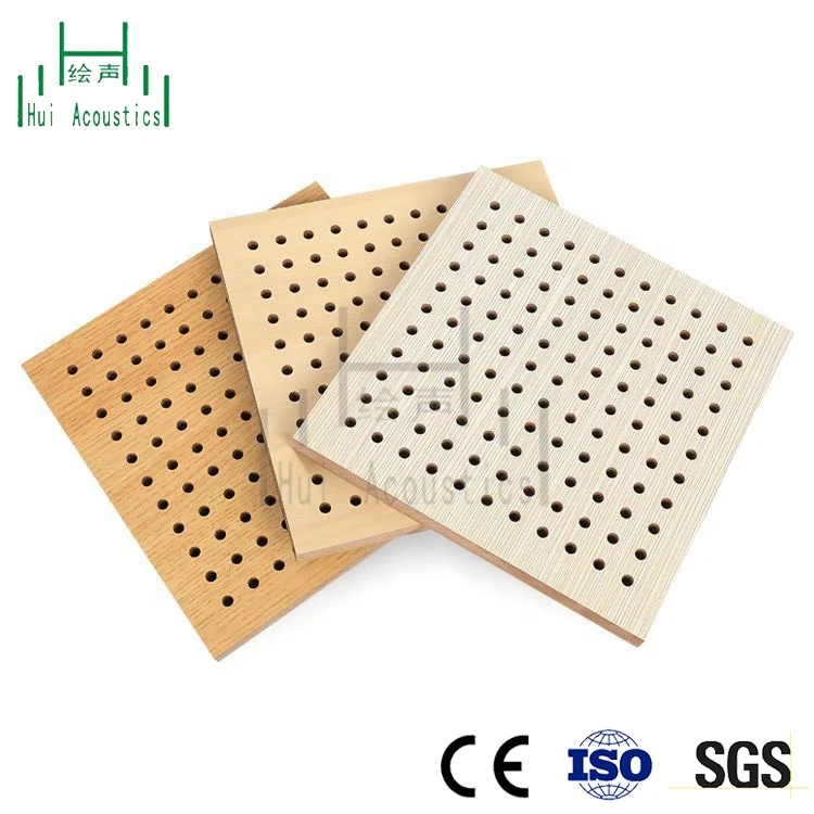 Perforated Soundproof Interior Sheets Wood Fiberboard Perforated Acoustical Ceiling Tiles