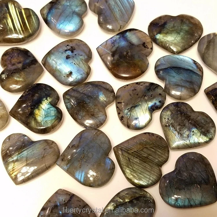 Hot sale Natural Labradorite Heart Crystal Rough Polished Healing