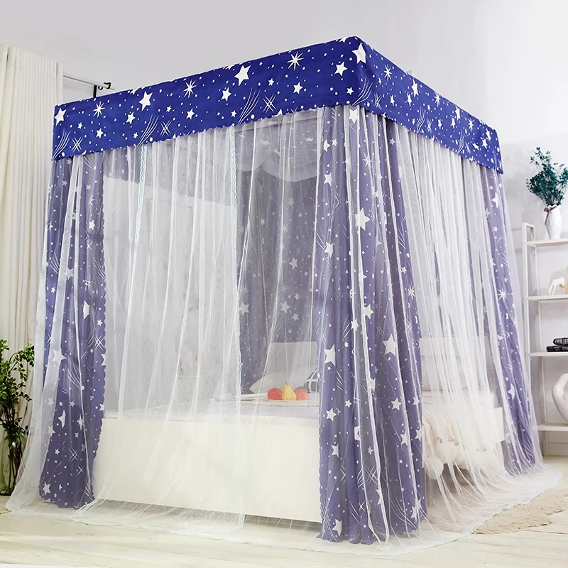 Starry Sky  Luxury Printed Fabric Customize Size Including Mosquito Net stands Fashion Adult Home Bed Curtain