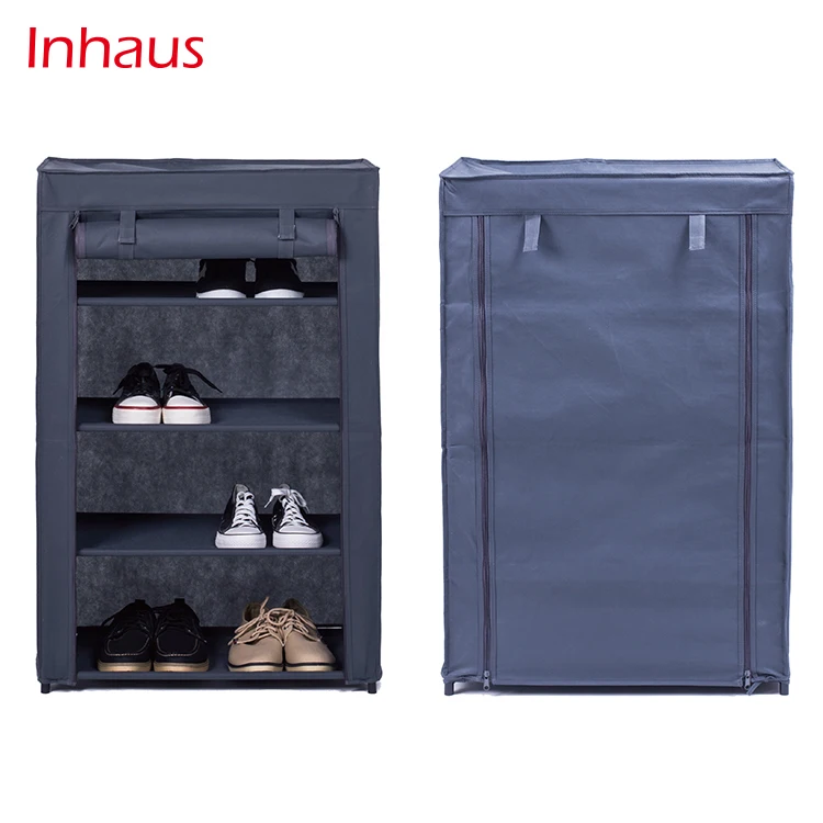 Портативный Складной Настенный нетканые Ткани Пылезащитный 4 Яруса 12 пара Обуви Стойку с Крышкой Ткани