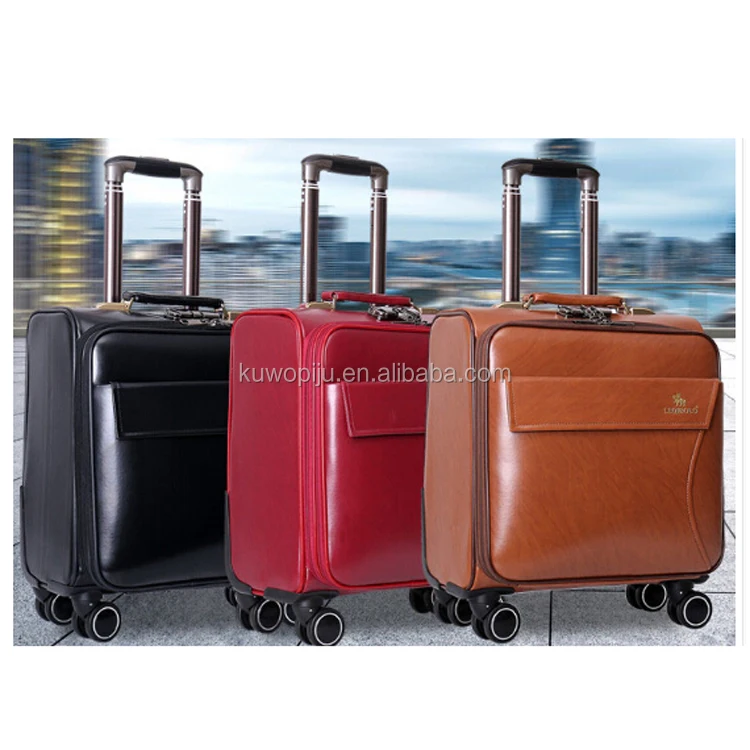 LAPTOP LEATHER TROLLEY HAND LUGGAGE FLIGHT CABIN BUSINESS TRAVEL CASE