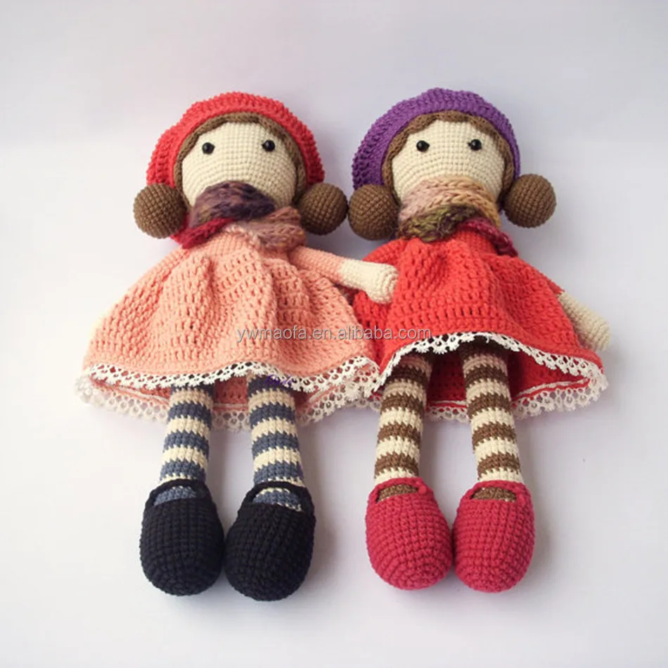 High Quality 100% Handmade Cotton Yarn Crochet Girl Dolls Toys Infant Knitted Gifts Amigurumi Toy