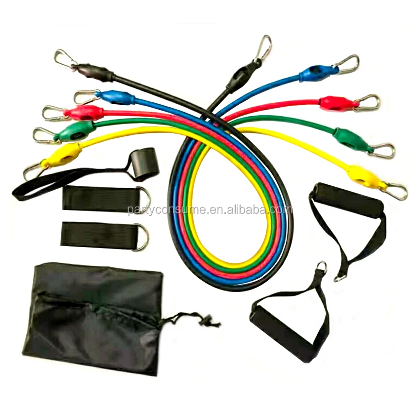 
13 pcs/set natural latex tpe resistance tube set with door anchor 
