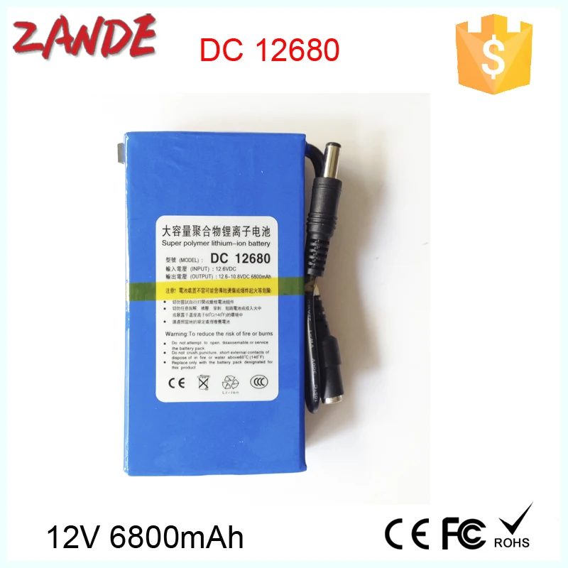 Small Rechargeable 12V 6800mah li-ion Battery blue wrap ysd-12680 for CCTV Camera Led strips factory hotsale
