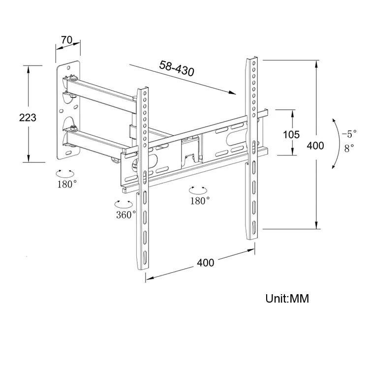 
Full Motion Swivel TV Wall Mount Sliding TV Wall Mount TV Bracket 