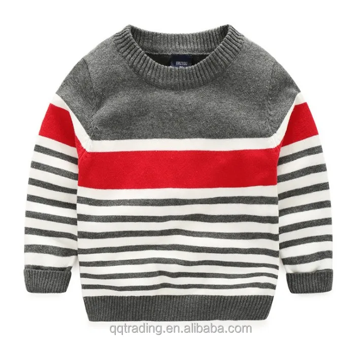 2017 New style round neck pullover fall winter knitting patterns children stripes cotton sweater designs for kids