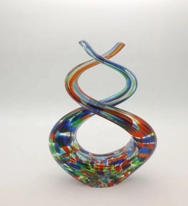 New Large Hand Blown Multicolor Murano Art Glass Style Sculpture