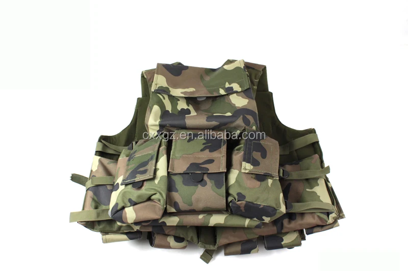 600D Polyester Jungle Green Woodland Camouflage Tactical vest with magazine pouch
