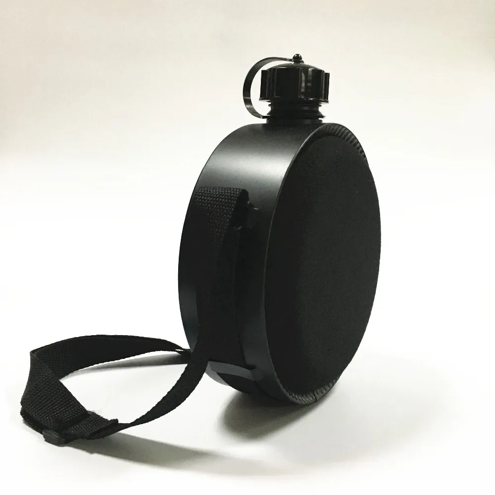 All back wholesale round canteen plastic water bottle with adjustable strap
