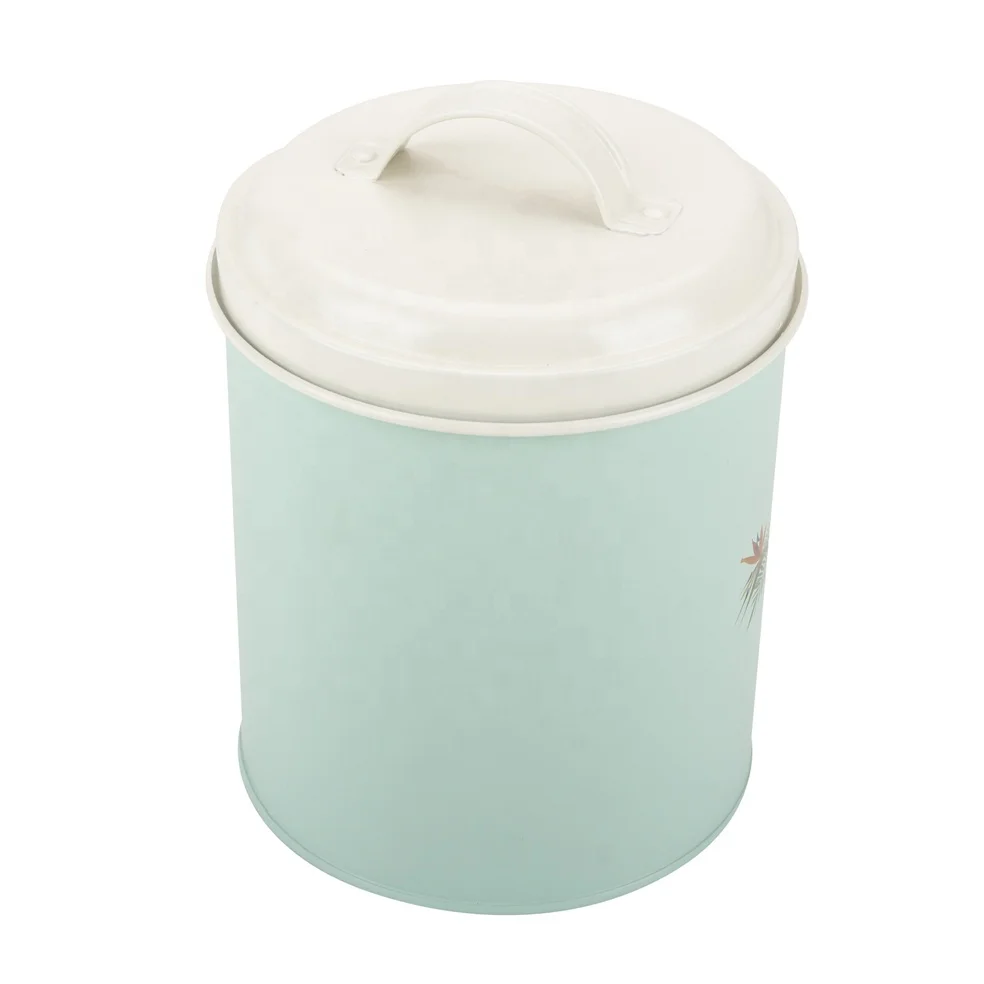 Pink Retro Vintage Oval countertop corner LFGB Galvanized Kitchen Coffee Tea Biscuit Sugar Bread Enamel Canister Set of 5