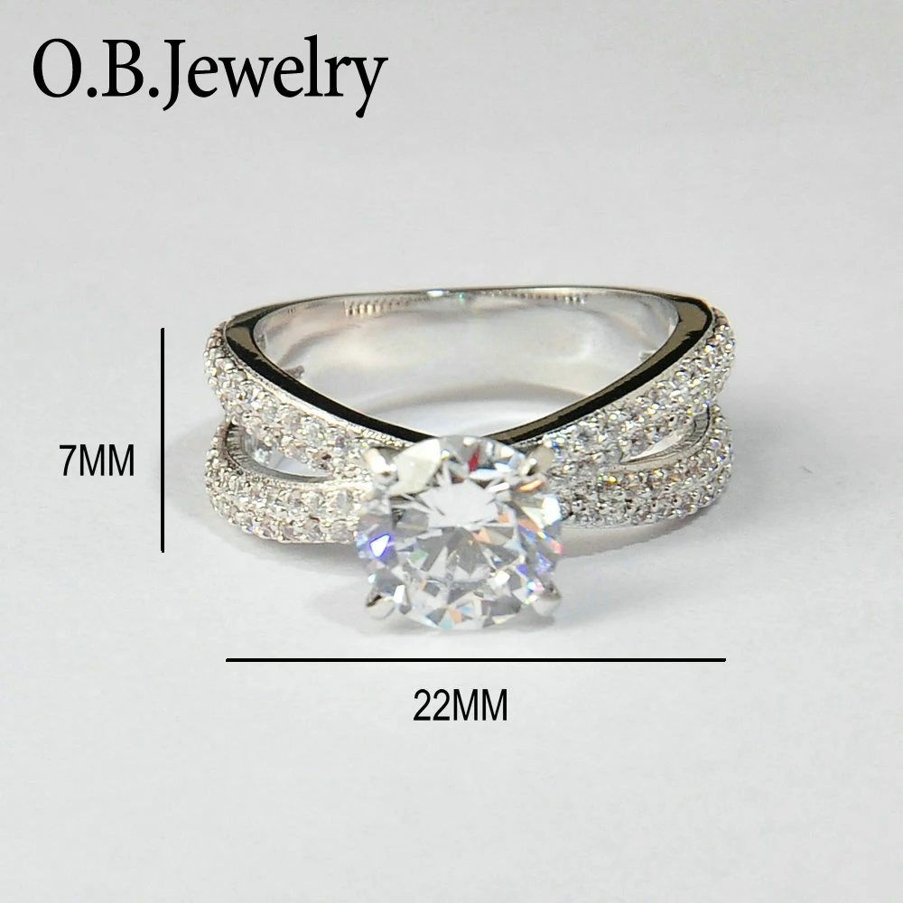 Classic 925 sterling silver CZ diamonds Ring elegant Silver Wedding ring for Women Fashion Jewelry