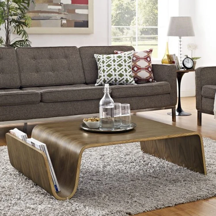 Wholesale Nordic Classic Design Reproduction Laminated Veneer Lumber coffee table Japanese Floor Curved Bentwood Low Tea Table