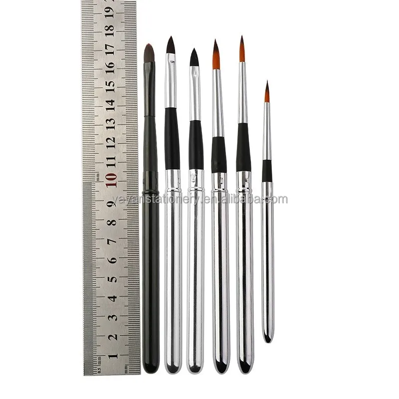 Synthetic Nylon Hair Metal Handle Pocket Travel Artist Paint Brush For Watercolor Acrylic Oil Gouache Painting