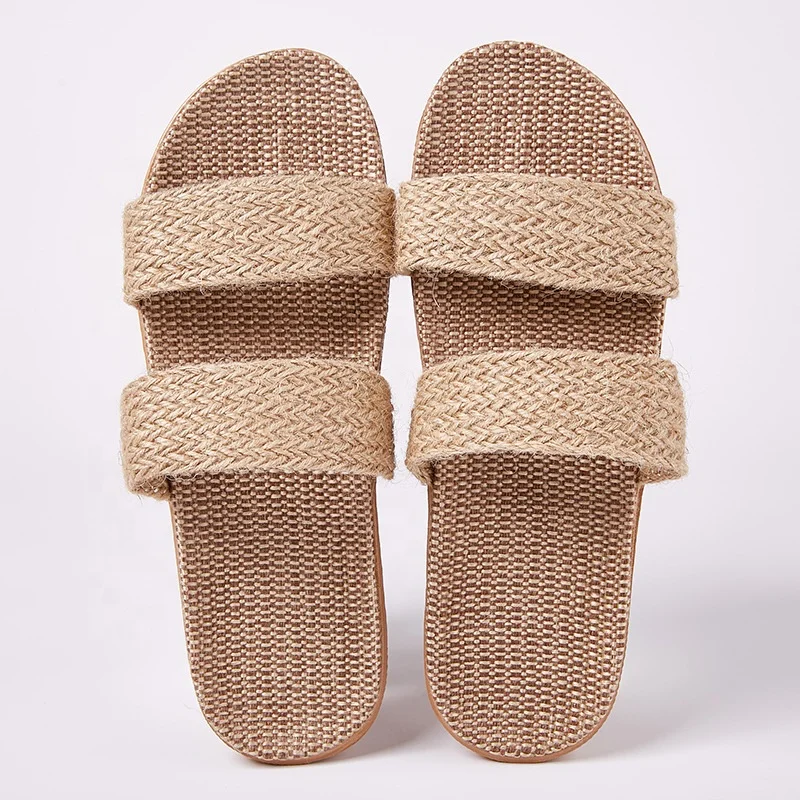 summer  woman ladies girls man straw linen fashion beach slipper sandals