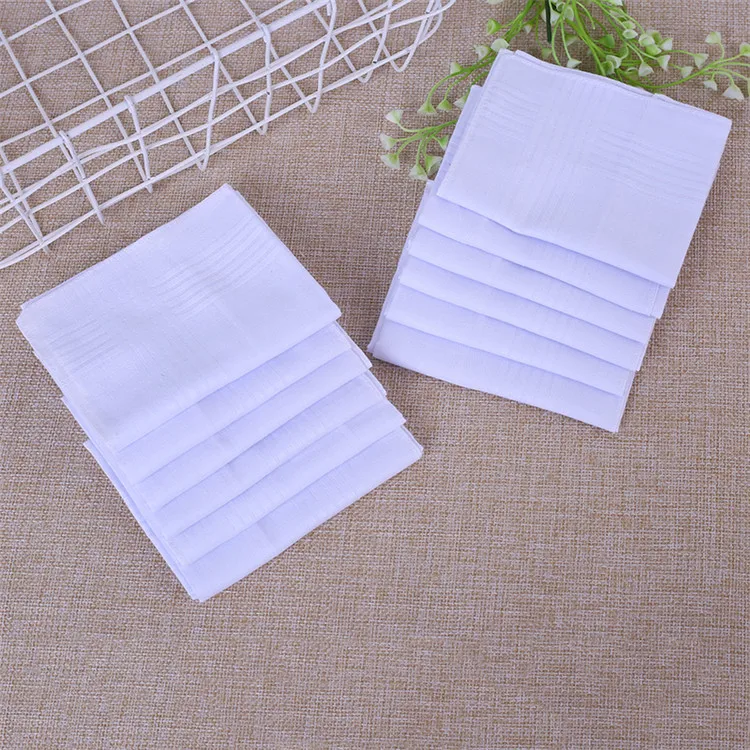 
New fashion good quality cotton handkerchief cheap soft white handkerchief for men 