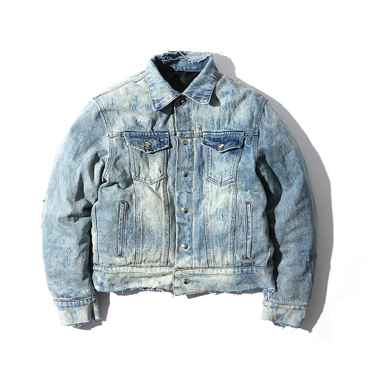 OEM private label contrast collar denim jacket