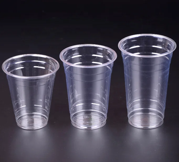 
Ready-to-ship China Factory Whosale plastic cup with flat lid 16oz disposable pet cup 