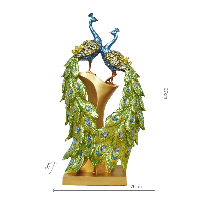 Factory Manufacturer Accept Custom Wholesale High Quality Polyresin Home Decoration Statue Peacock JE-011