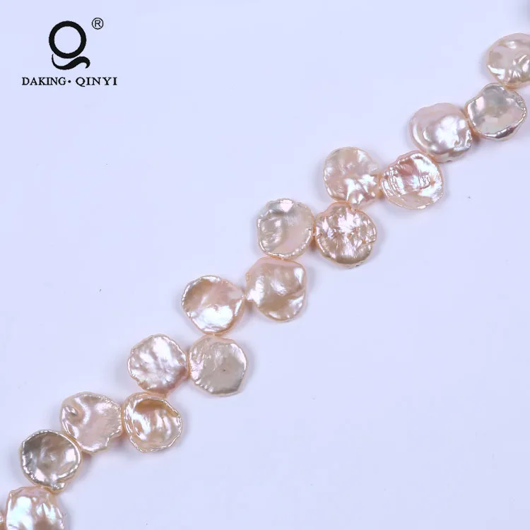 16-17mm Natural Pink Irregular Baroque Keshi Freshwater Pearl Strands