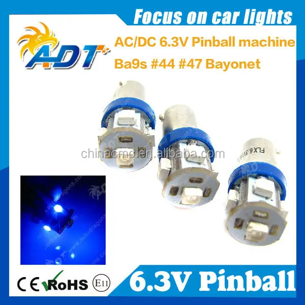 2016 горячие продажа #44 #47 штык ba9s 6.3 В dc/ac 3528 smd 5 bas9 пинбол Led