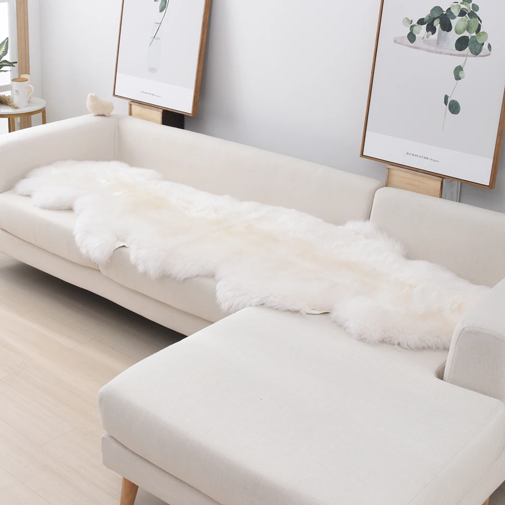 
Authentic Australian Natural Fur Shaggy Sheepskin Area Rug for Home Decor Textile 80*200CM Double Pelt 