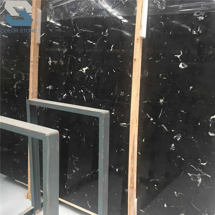 Cheap chinese marmol granitos price black ice marble with white veins