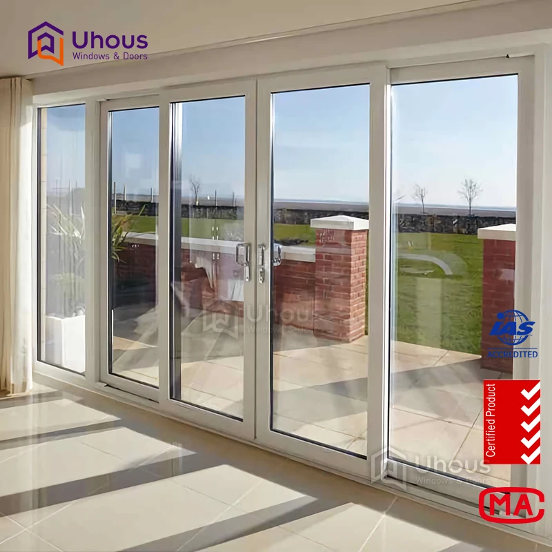 Lowe tempered glazing soundproof stacking sliding glass door for living room