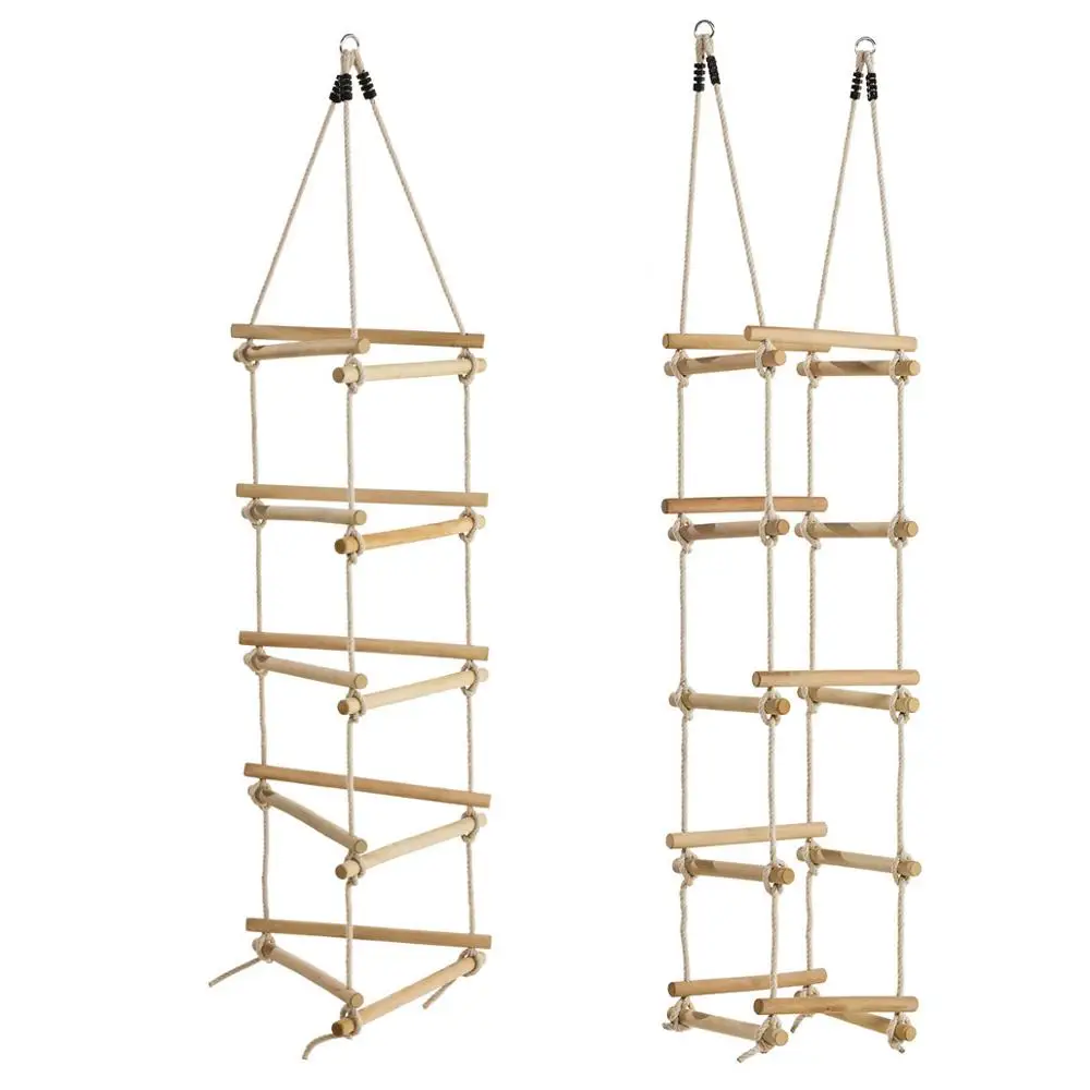 
wooden rope ladder Swing Set Accessory for Kids Backyard Wooden Swing Set 