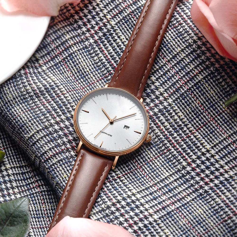 Ultra Thin Switzerland Movement tritium watch 5ATM Water Resistant Quartz Men Watch