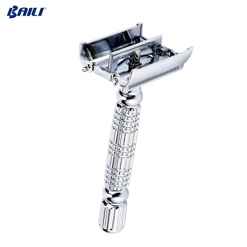 
Metal stainless steel double edged blade straight safety razor shaving travel set,long handed butterfly open cut throats razor 