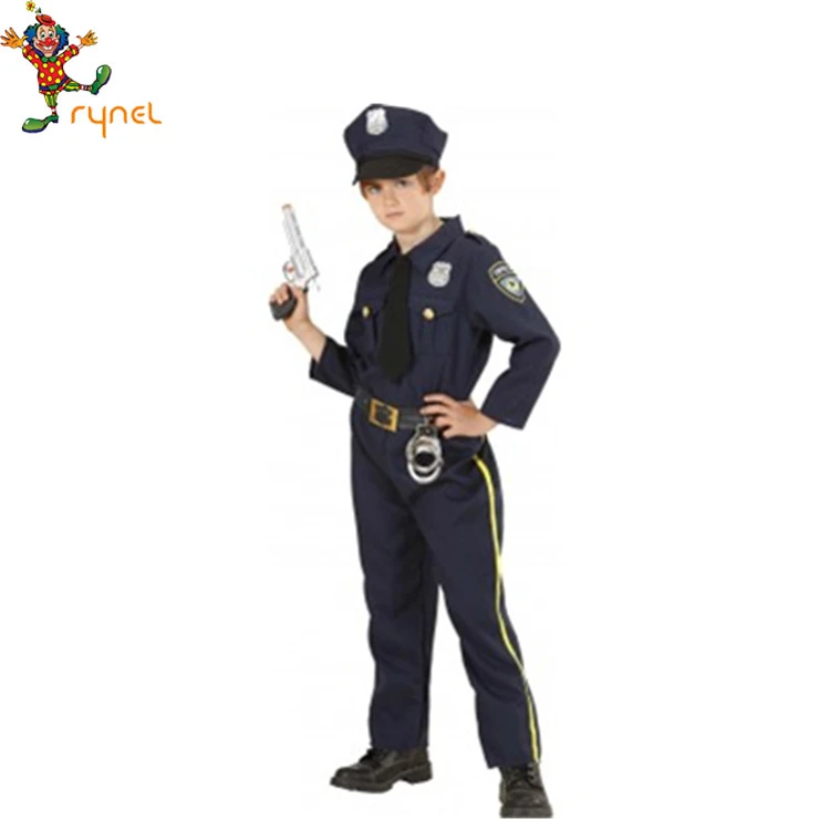 PGCC4354 Hot Selling Policemen Clothes Cops Costumes Kids Halloween Cosplay Costumes