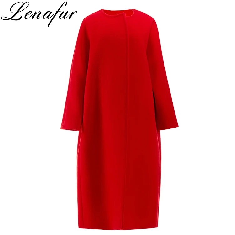 New design red Double Face Cashmere Wool Women Winter Coat
