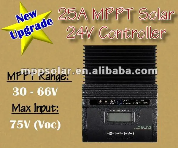 25A 24V 600W LCD solar charge controller MPPT solar charge controller solar regulator