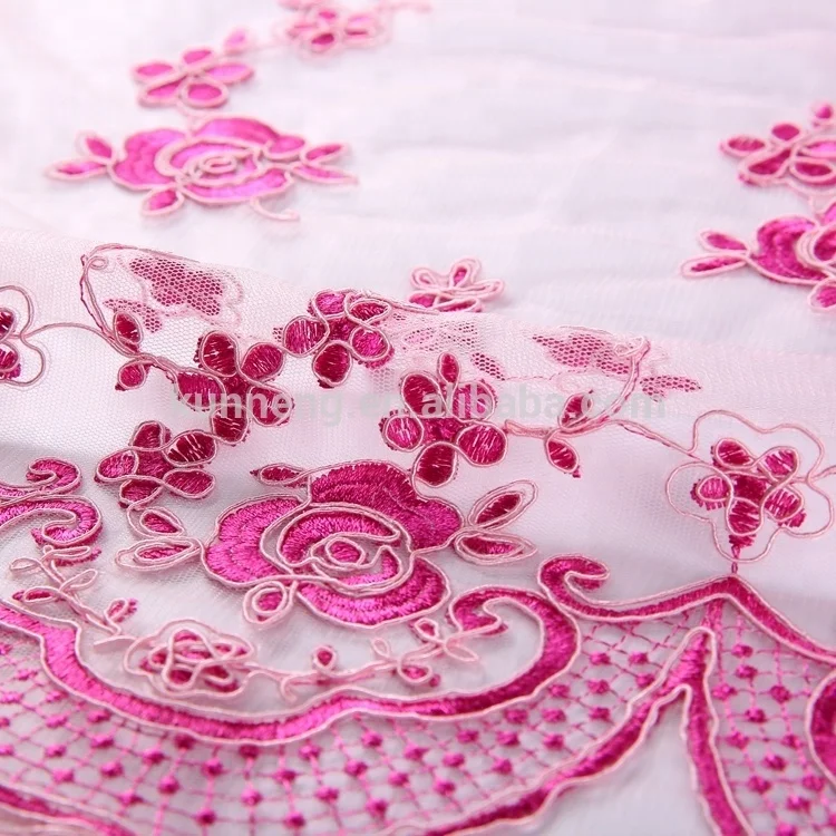 
Exquisite mesh lace net 3d flower floral embroidered tulle wedding dress fabric 