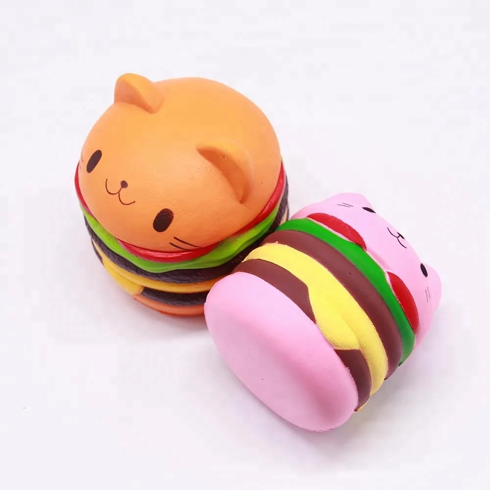 
Lovely Cat Hamburger Squishy Soft Toy Funny Toy Children Gift PU Food Kids Squishy Toy 