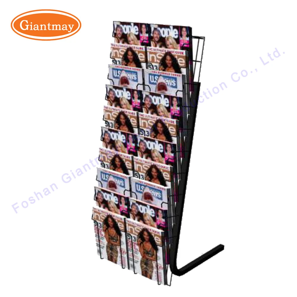 Collapsible custom metal wire free standing newspaper magazine brochure holder display rack pamphlet retail